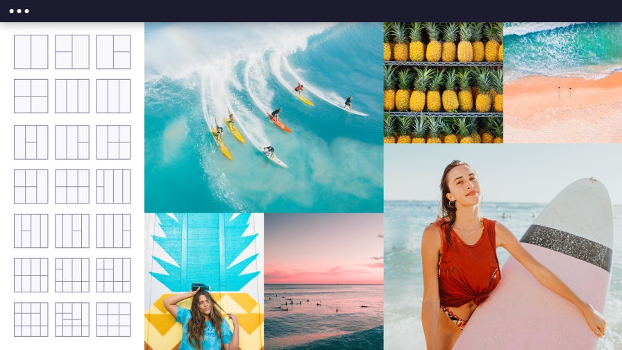 photo collage of surfers on the beach