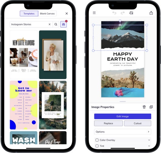 Mobile app instagram story templates by BeFunky