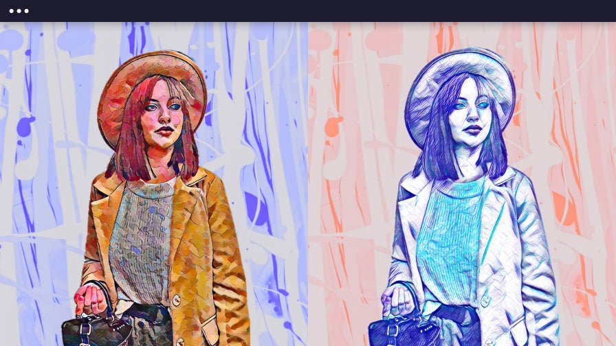 artistic filters added to a side by side image of girl in hat