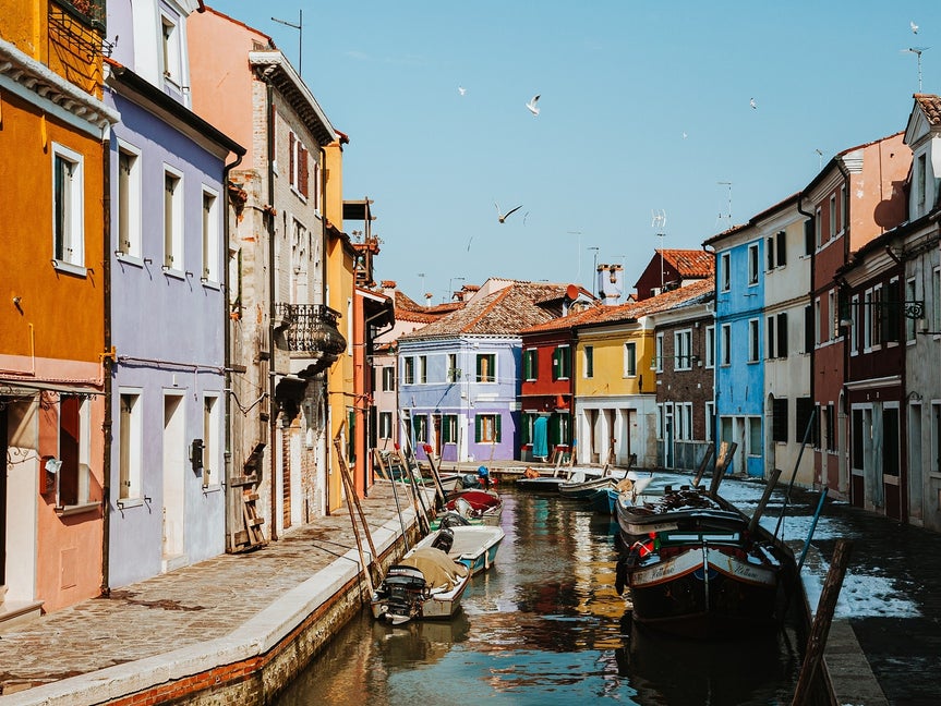 Canal with colorful buildings