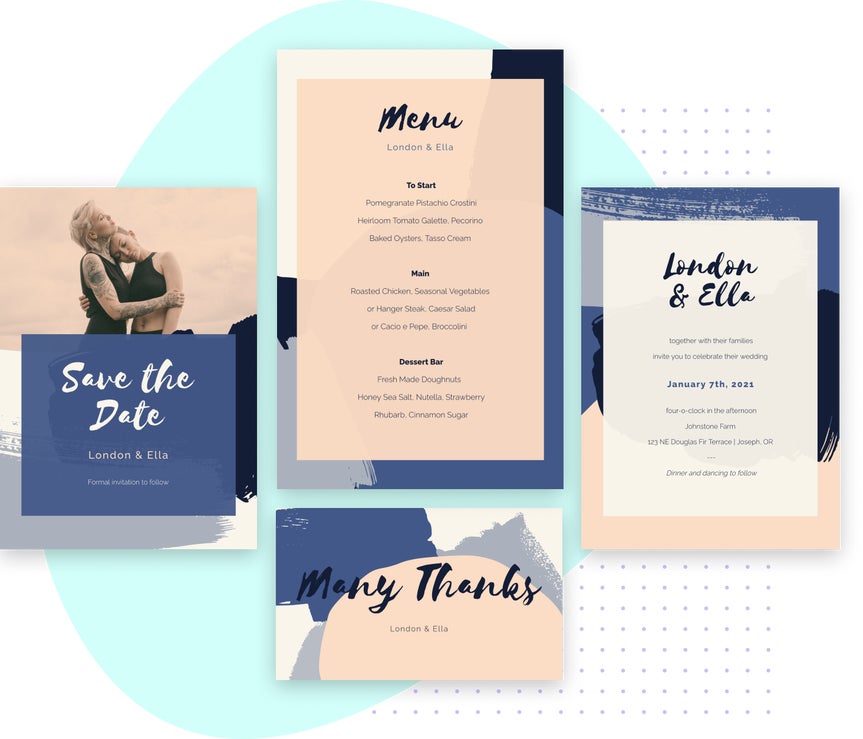 Themed, cohesive wedding templates