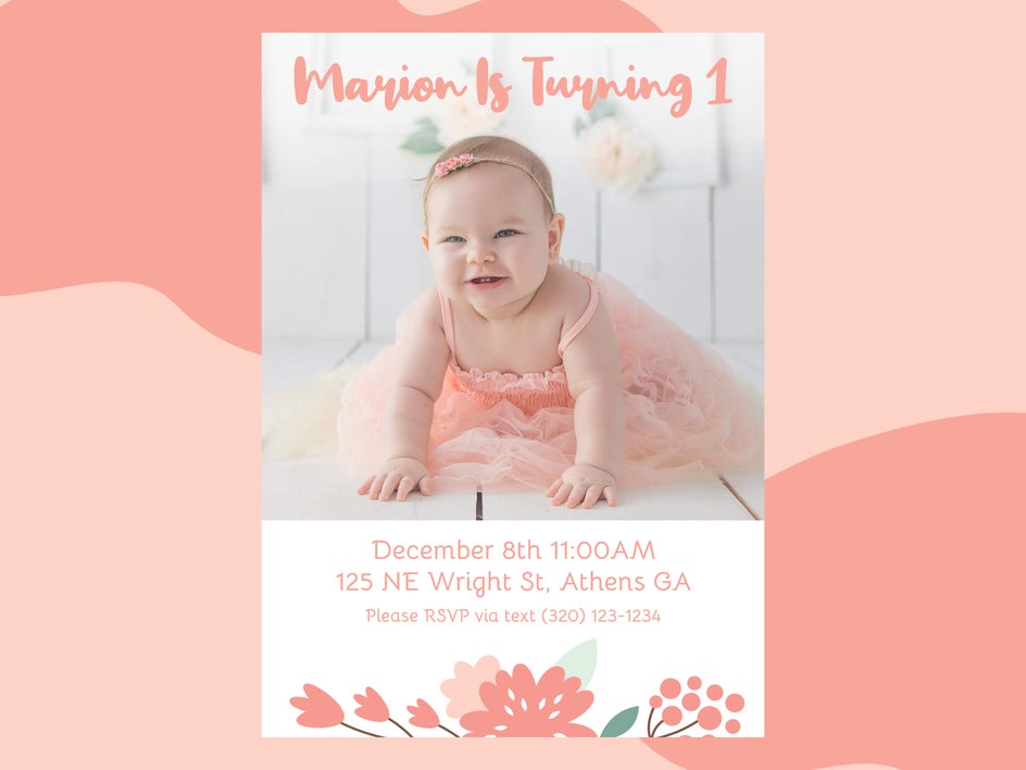 floral first birthday invite