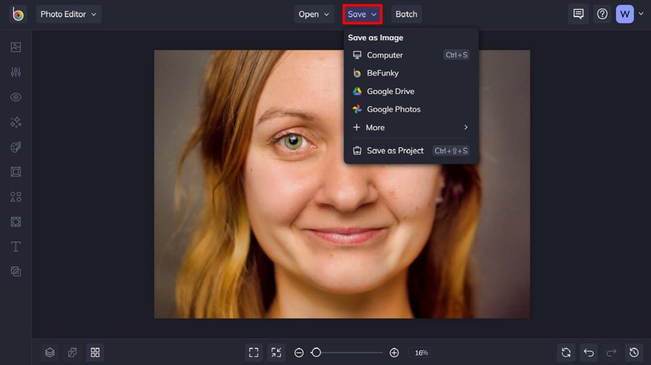 save your enhanced portrait