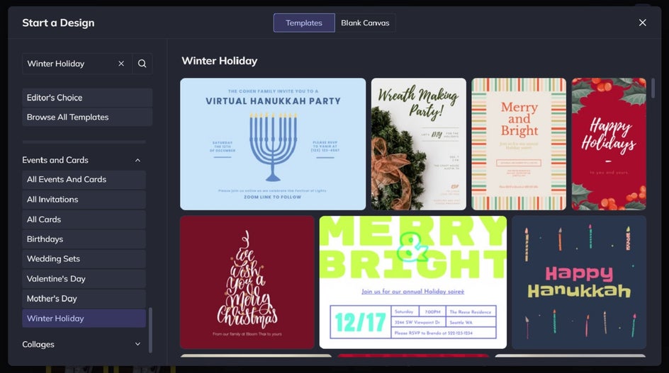 design templates holidays