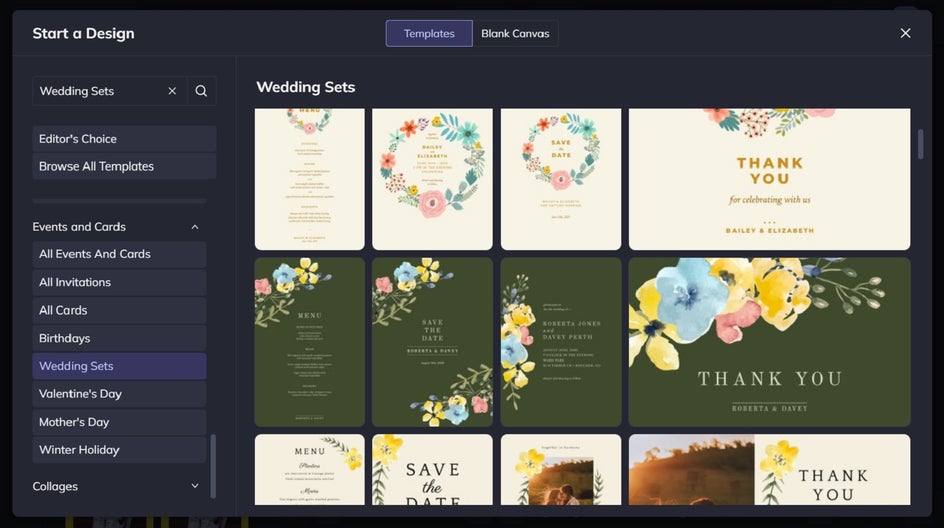 design templates weddings