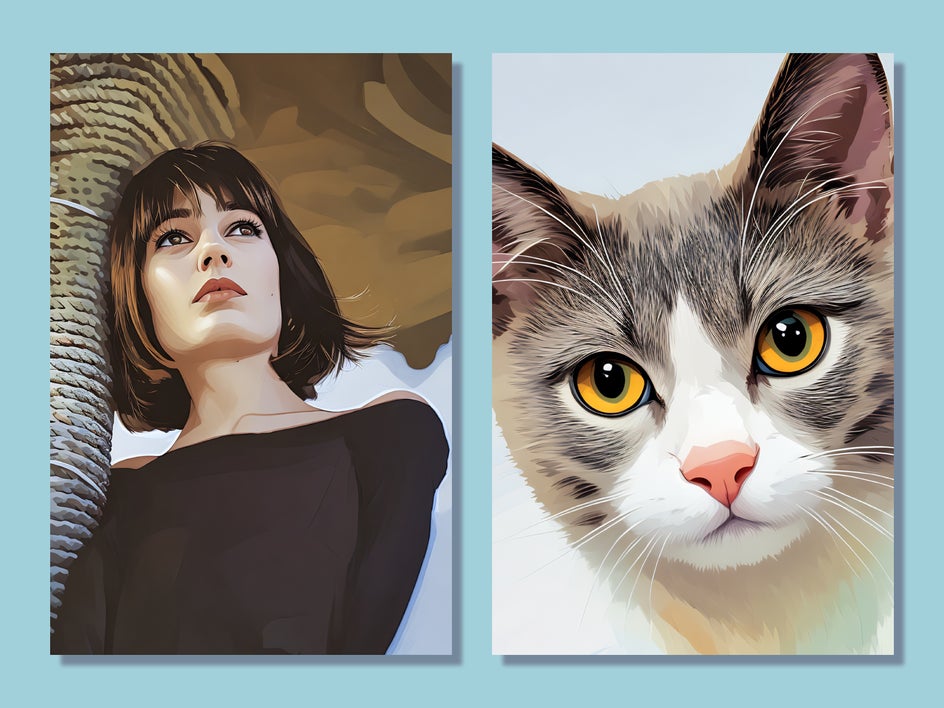 vector art female and cat photos