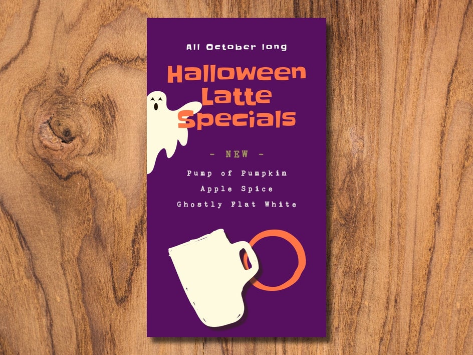 spooky graphic coffee menu after