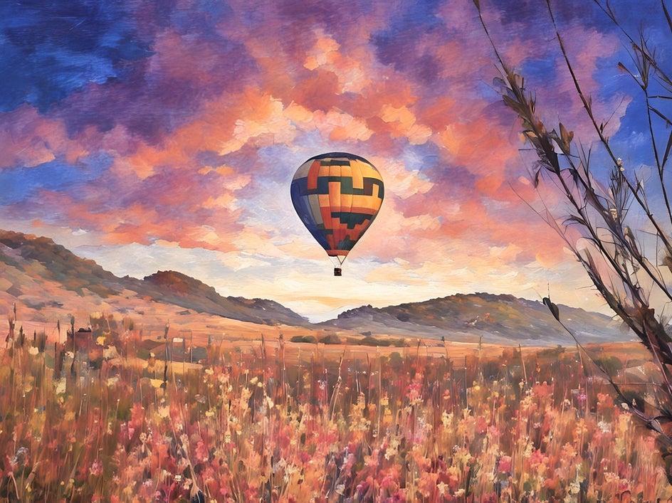 photo of hot air balloon with impressionist GFX applied