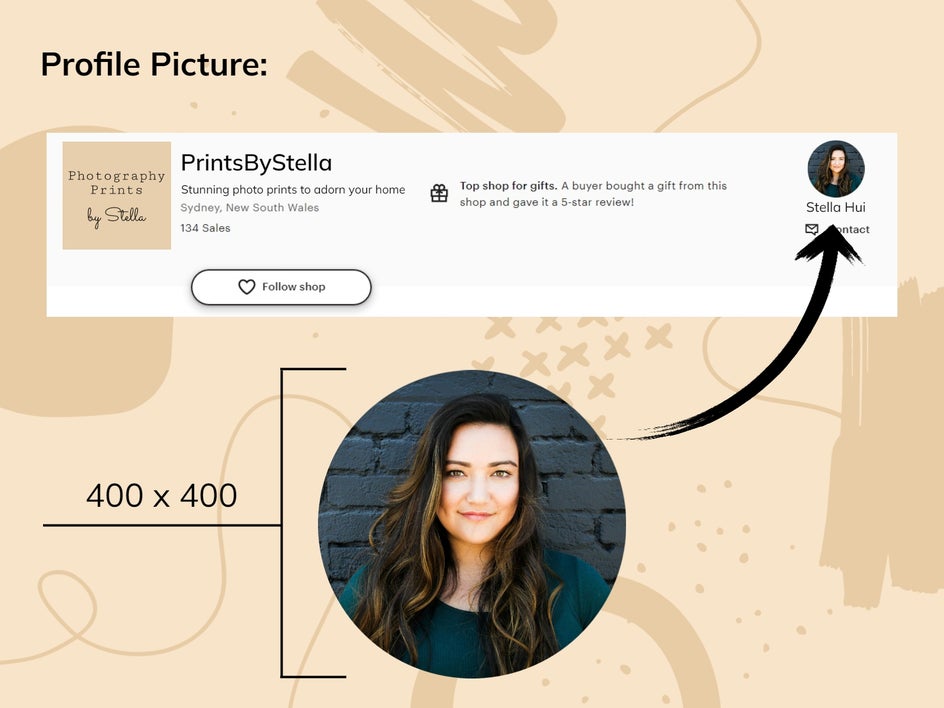 etsy seller profile pic example