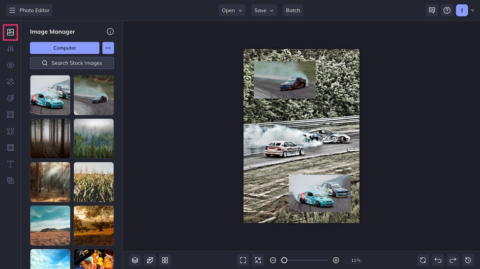 add race car photos to graphics as overlay