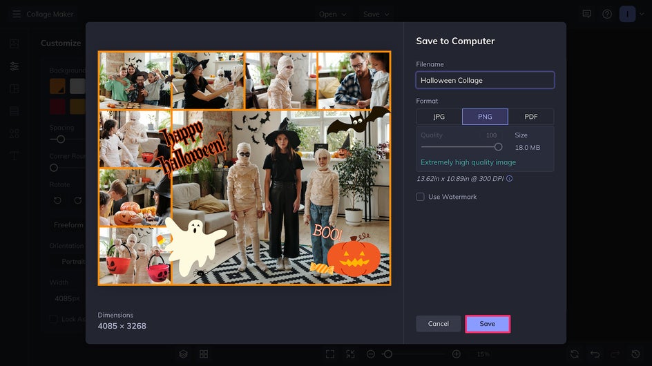 save halloween collage in collage maker