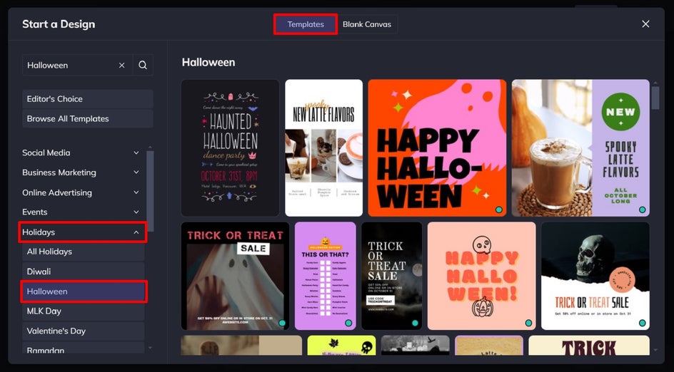 where to find halloween social media templates in designer