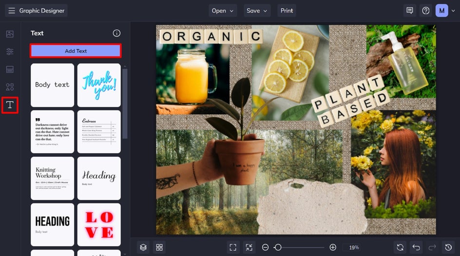 add text to custom vision board