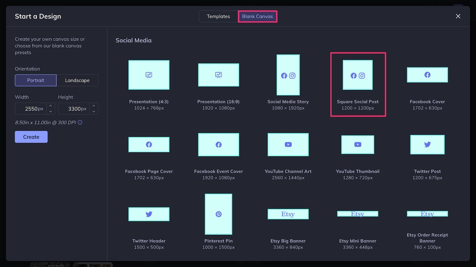 open a template in designer