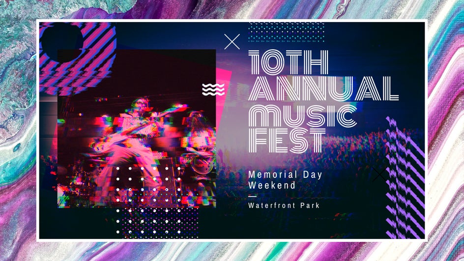 glitch art on music festival flyer