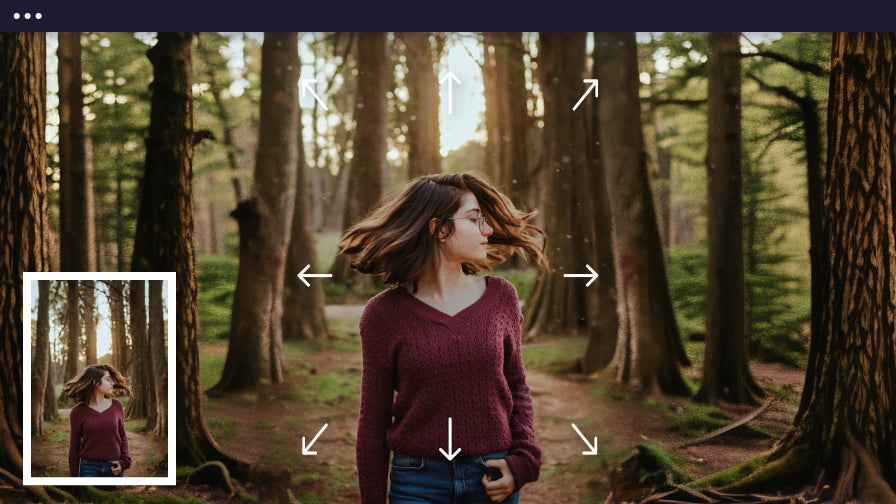 girl in forest with arrows indicating expansion