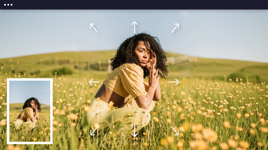 girl in a field with arrows indicating expansion