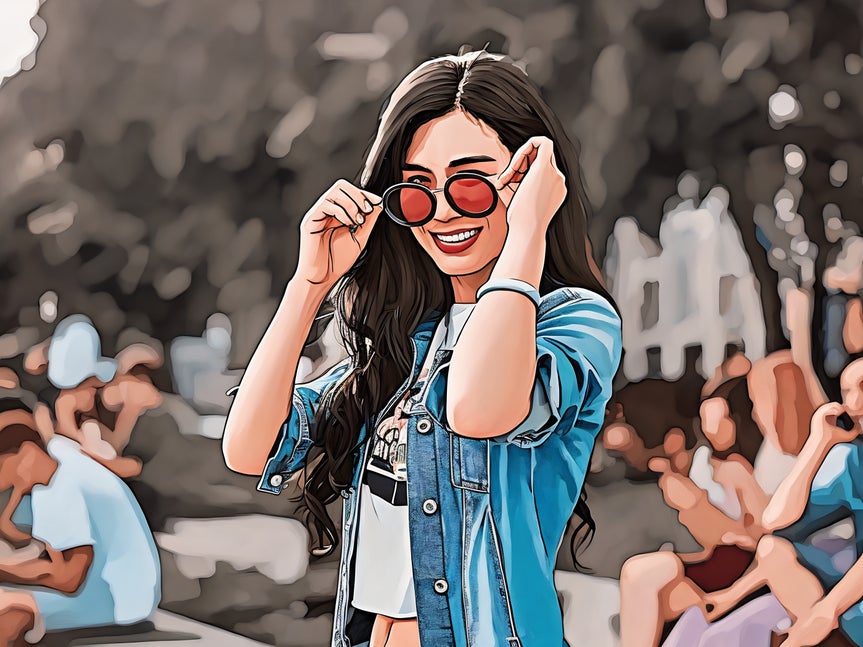 Cartoonizer™ GFX applied to female portrait with sunglasses