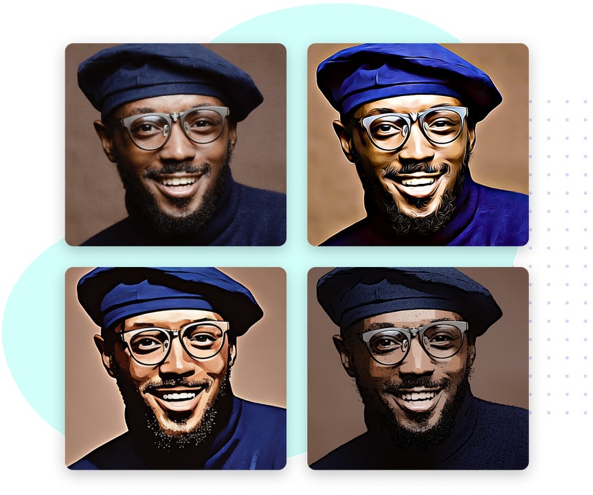 Different Cartoonizer™ effects applied to male portrait