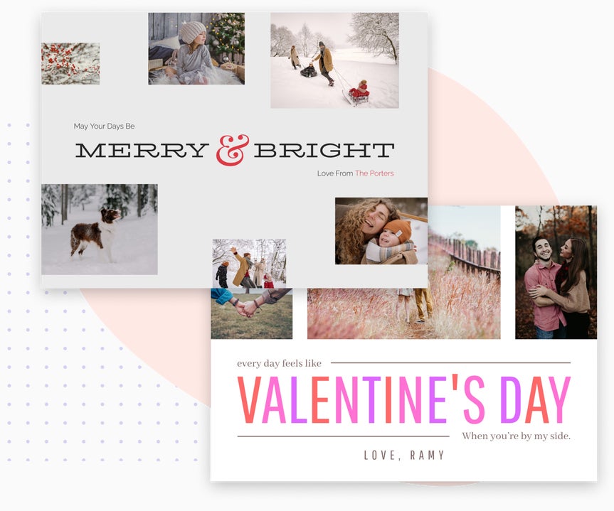 graphic design collages for valentines day and holidays